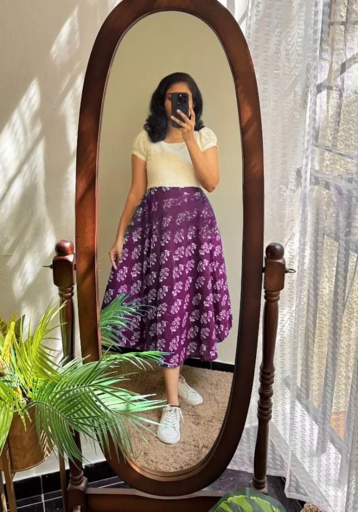 Whimsical Purple Bloom Skirt for Women