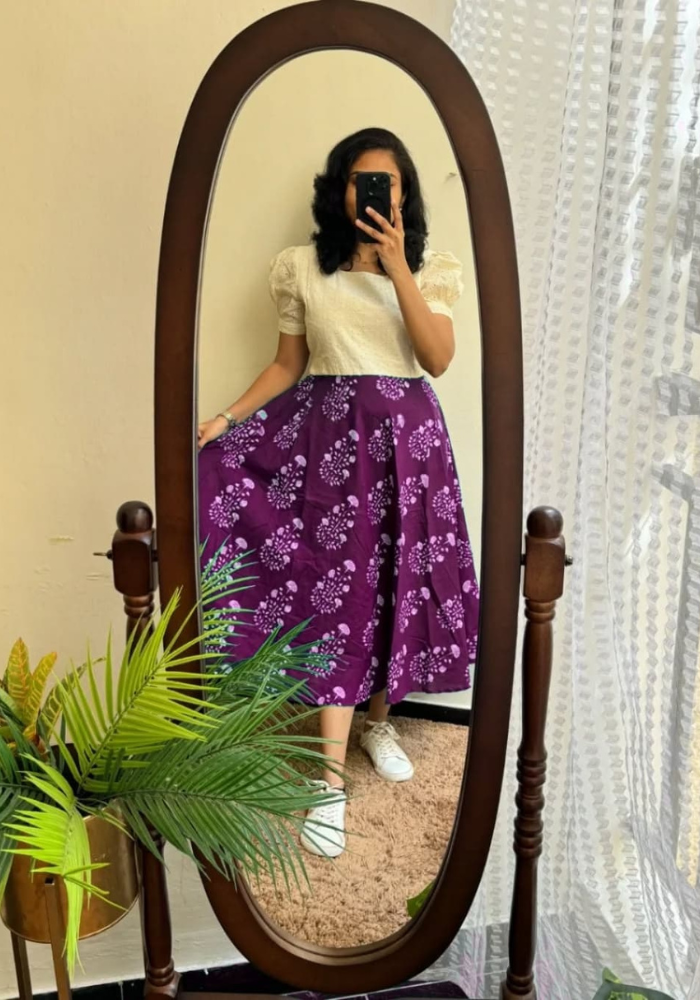 Whimsical Purple Bloom Skirt for Women