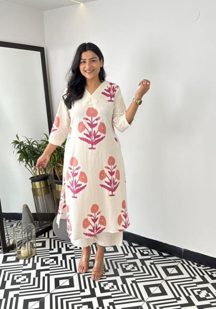 Summer Bloom Cotton Kurta Set – Breezy Elegance