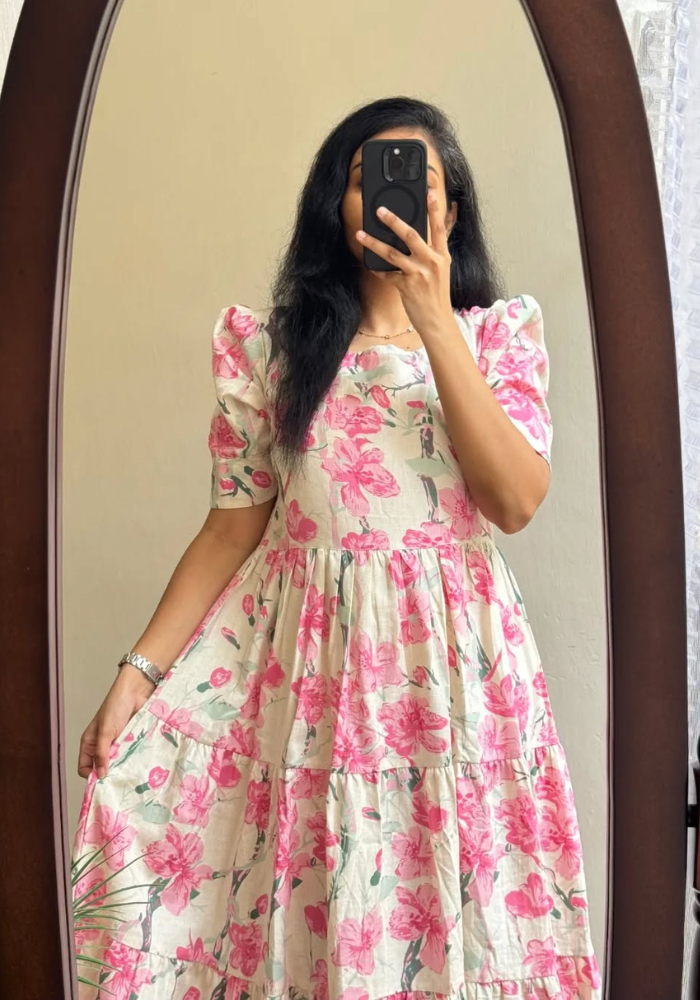 Blush Bloom Cotton Midi Dress