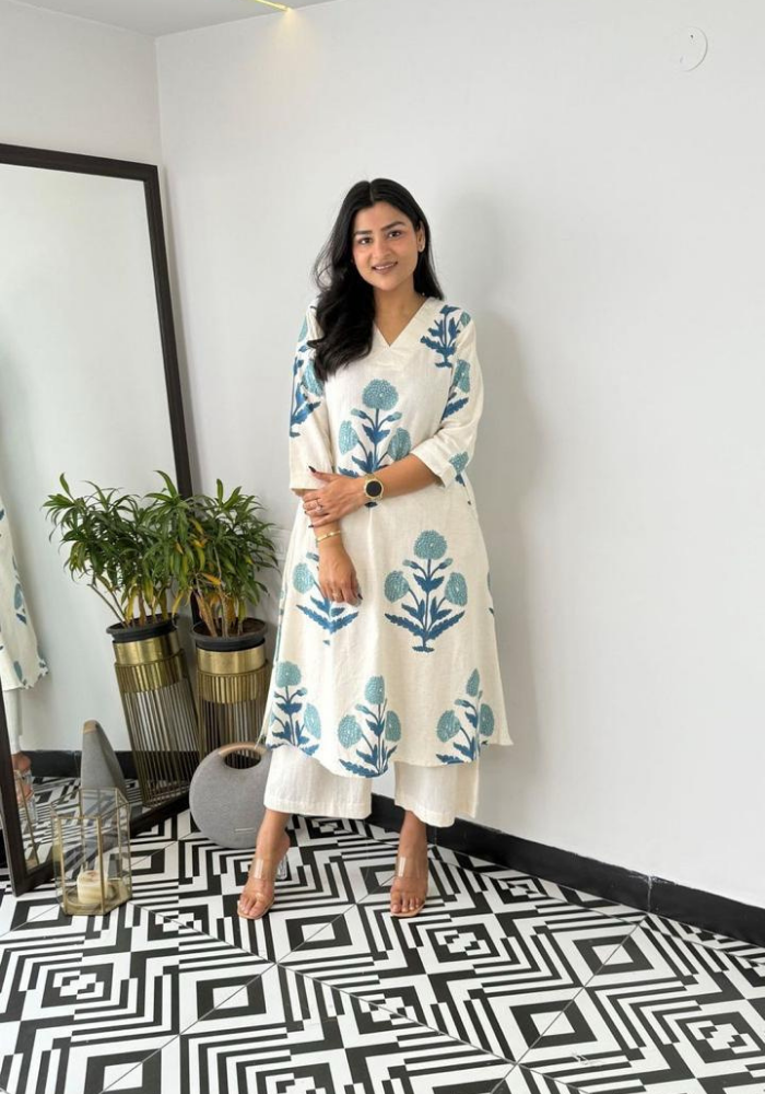 Summer Bloom Cotton Kurta Set – Breezy Elegance
