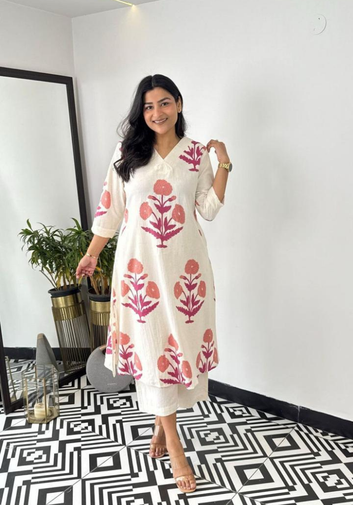 Summer Bloom Cotton Kurta Set – Breezy Elegance