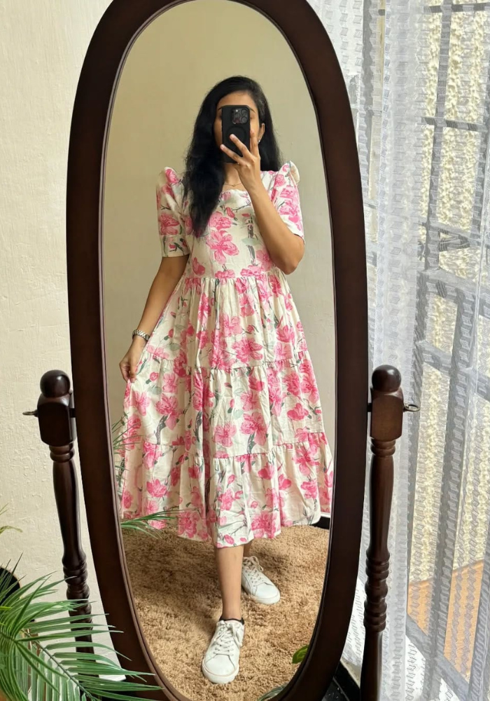 Blush Bloom Cotton Midi Dress