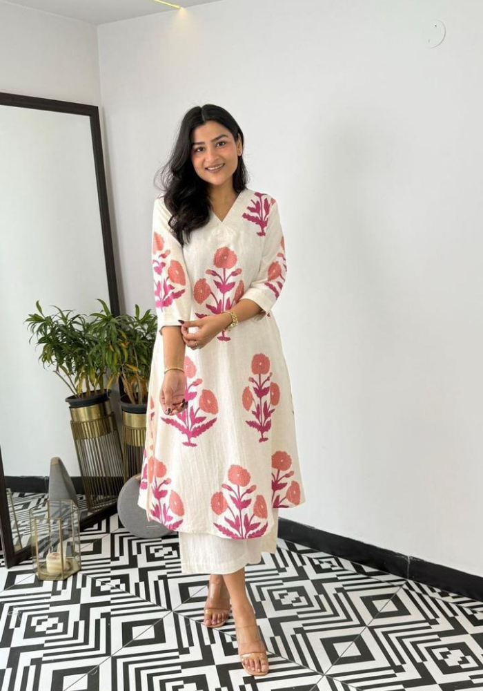 Summer Bloom Cotton Kurta Set – Breezy Elegance