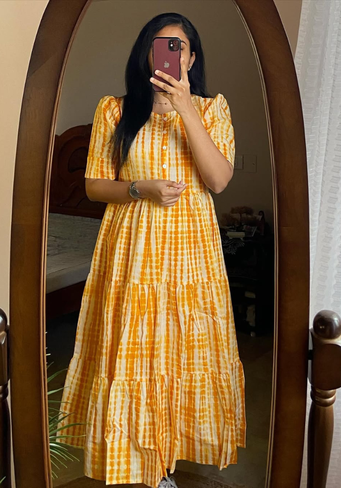 Sunburst Charm Cotton Midi Dress
