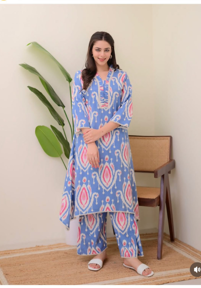 Trendy Ikat Print Cord Sets for Women