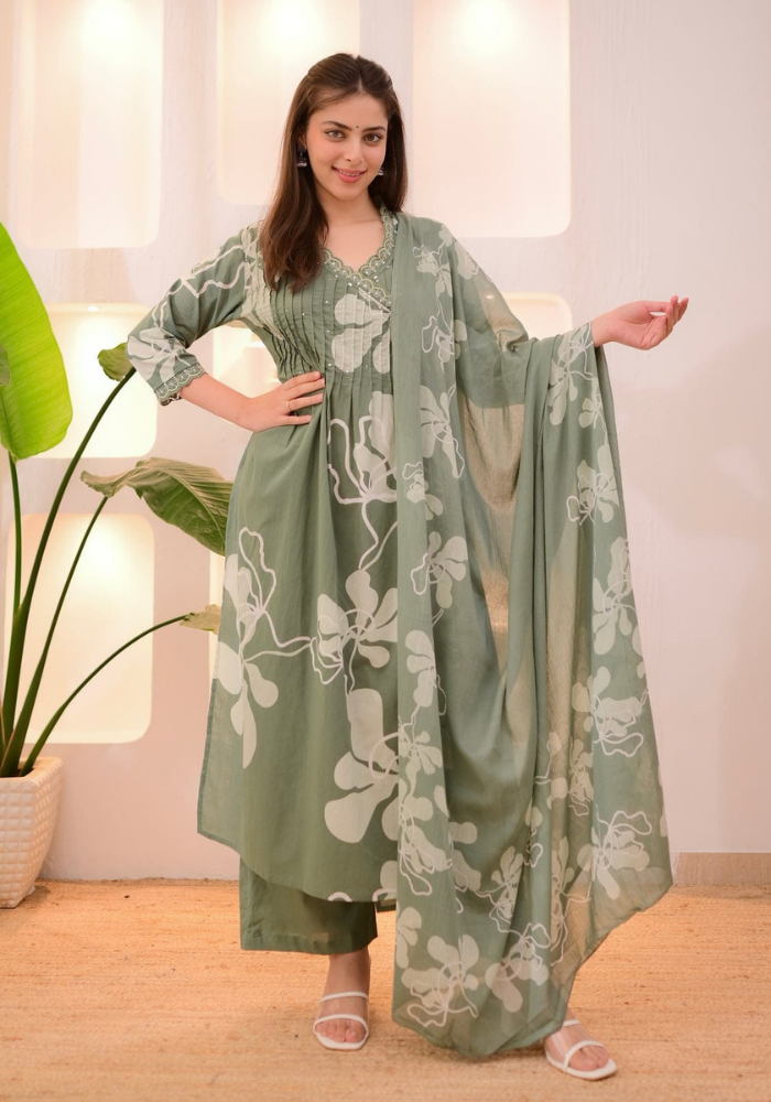 Gulrez Grace – Floral Breeze Cotton Co-Ord with Dupatta