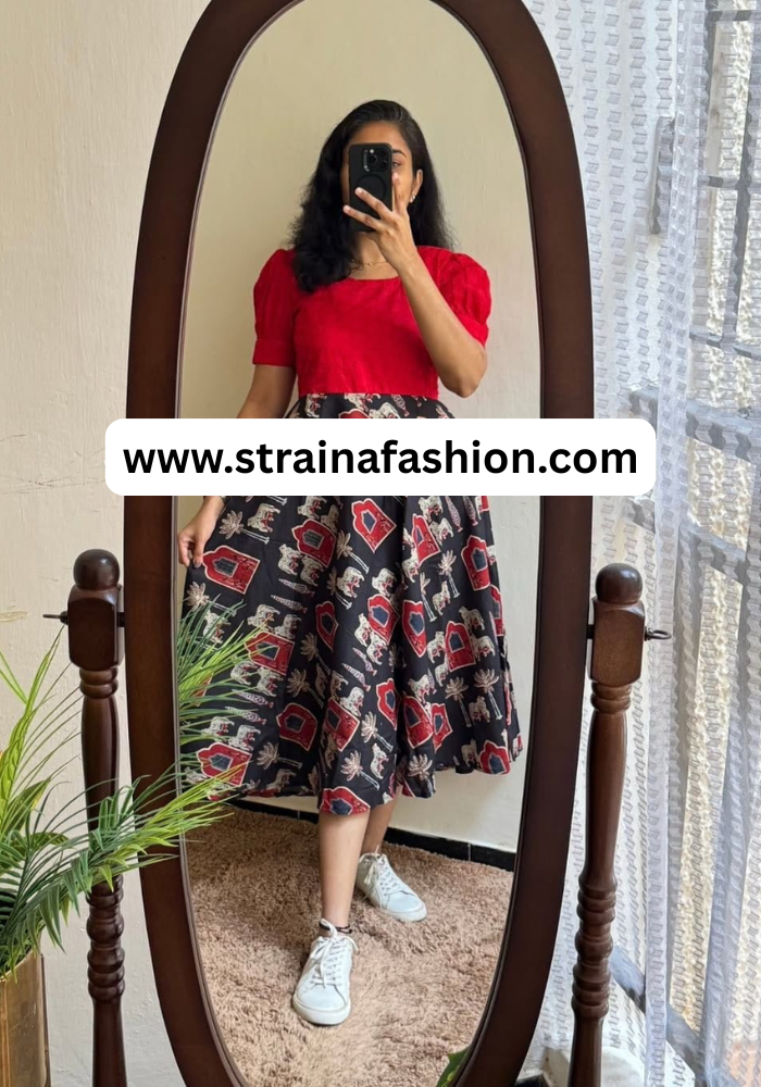 Retro Fusion Vibe Co-Ord Set | Bold Red & Indie Black