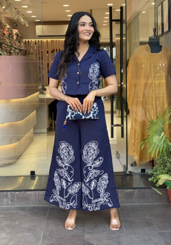 Indigo Grace Embroidered Co-ord Set