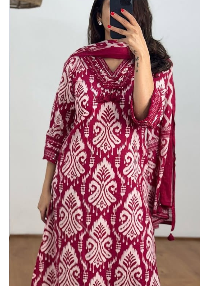 Handblock Heritage Reimagined – Mustard & Maroon Ethnic Sets