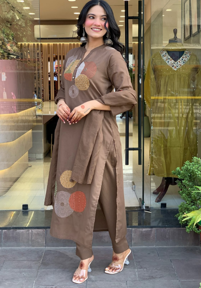 Earthy Chic Cotton Kurti Set – Modern Minimalism