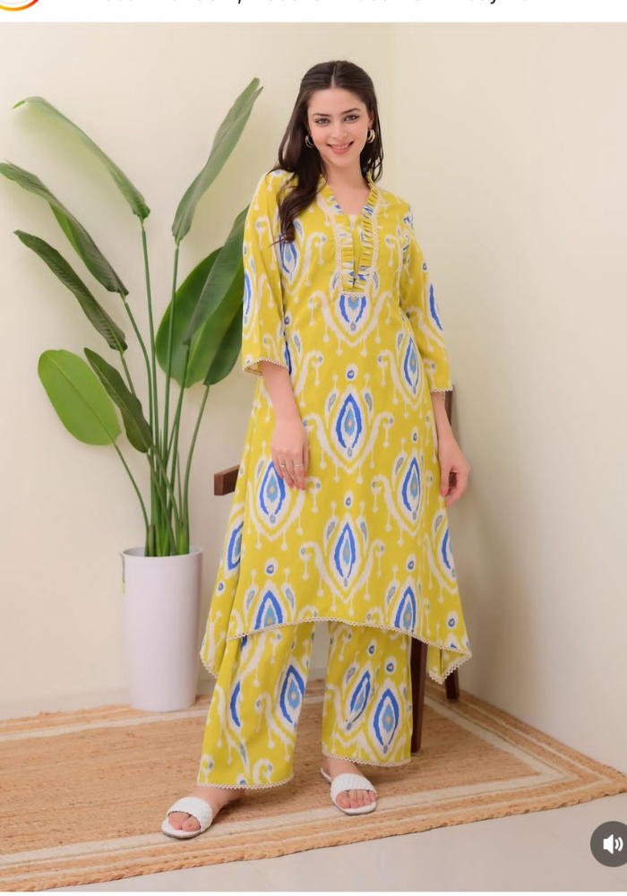 Trendy Ikat Print Cord Sets for Women