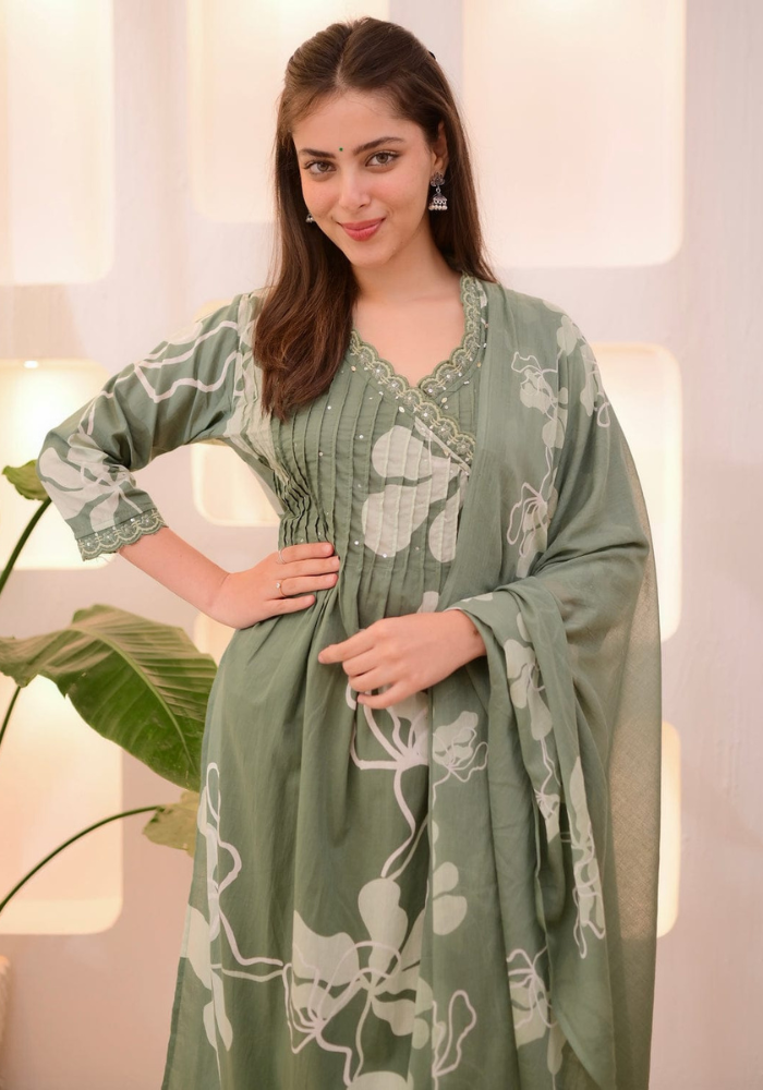 Gulrez Grace – Floral Breeze Cotton Co-Ord with Dupatta