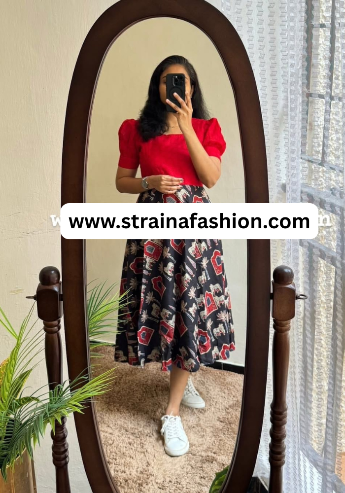 Retro Fusion Vibe Co-Ord Set | Bold Red & Indie Black