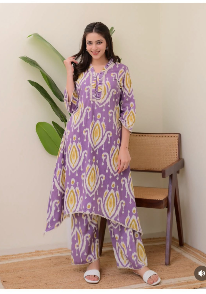 Trendy Ikat Print Cord Sets for Women