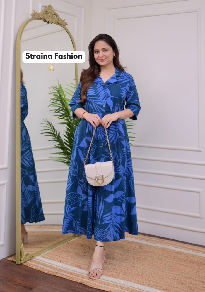 Tropical Breeze Shirt Gown – Effortless Style in Blue Hues