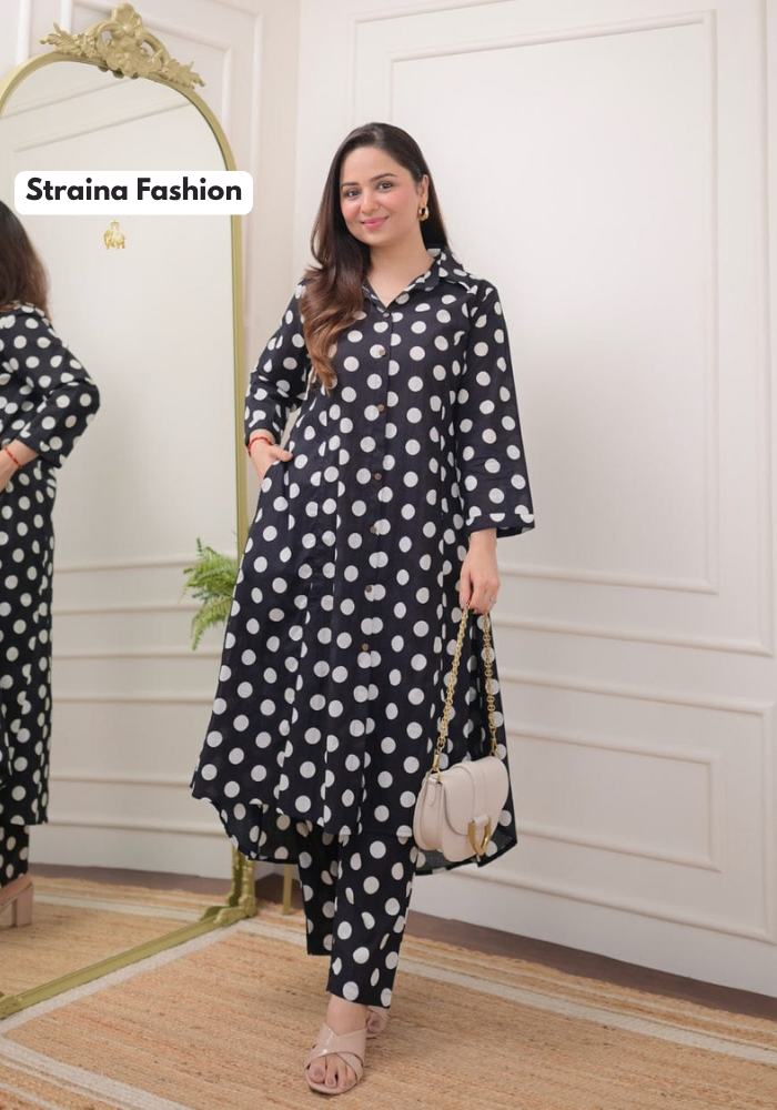 Retro Noir Polka Flare Dress – Bold, Breezy & Beautiful