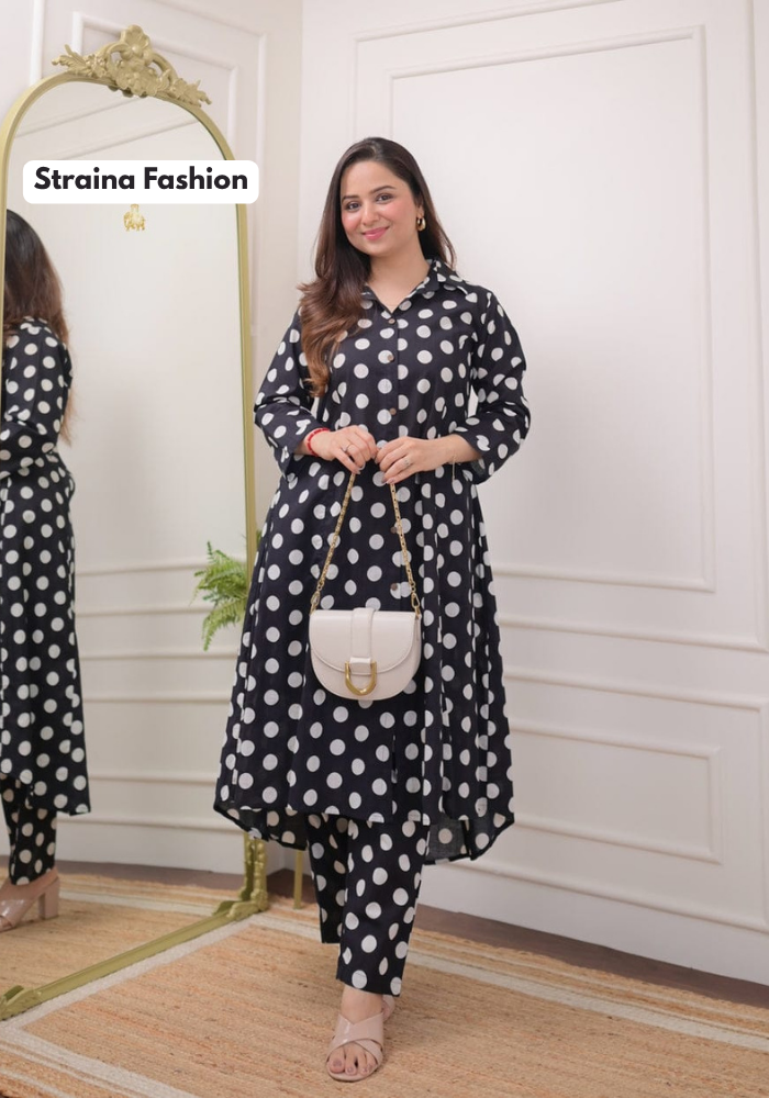 Retro Noir Polka Flare Dress – Bold, Breezy & Beautiful