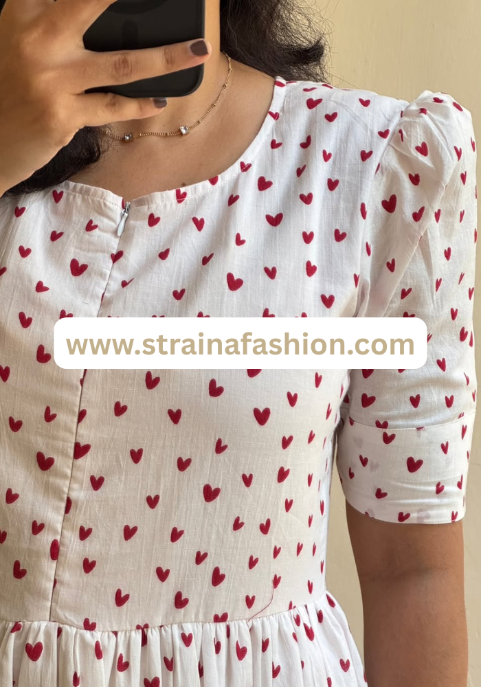 Sweetheart Whisper: Soft Cotton Flare Dress for Everyday Charm