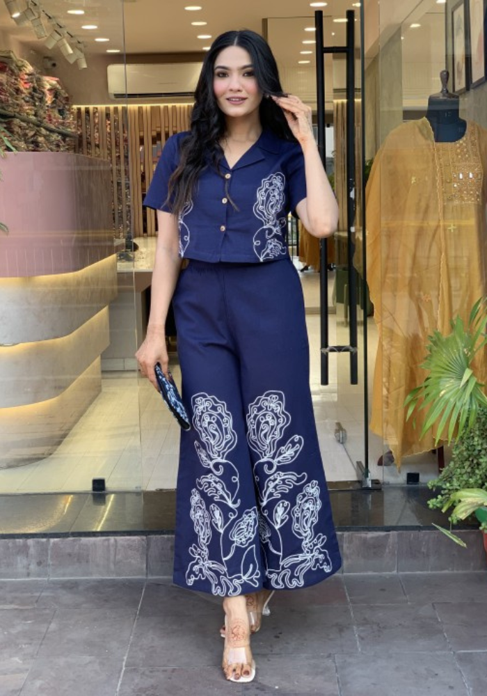 Indigo Grace Embroidered Co-ord Set