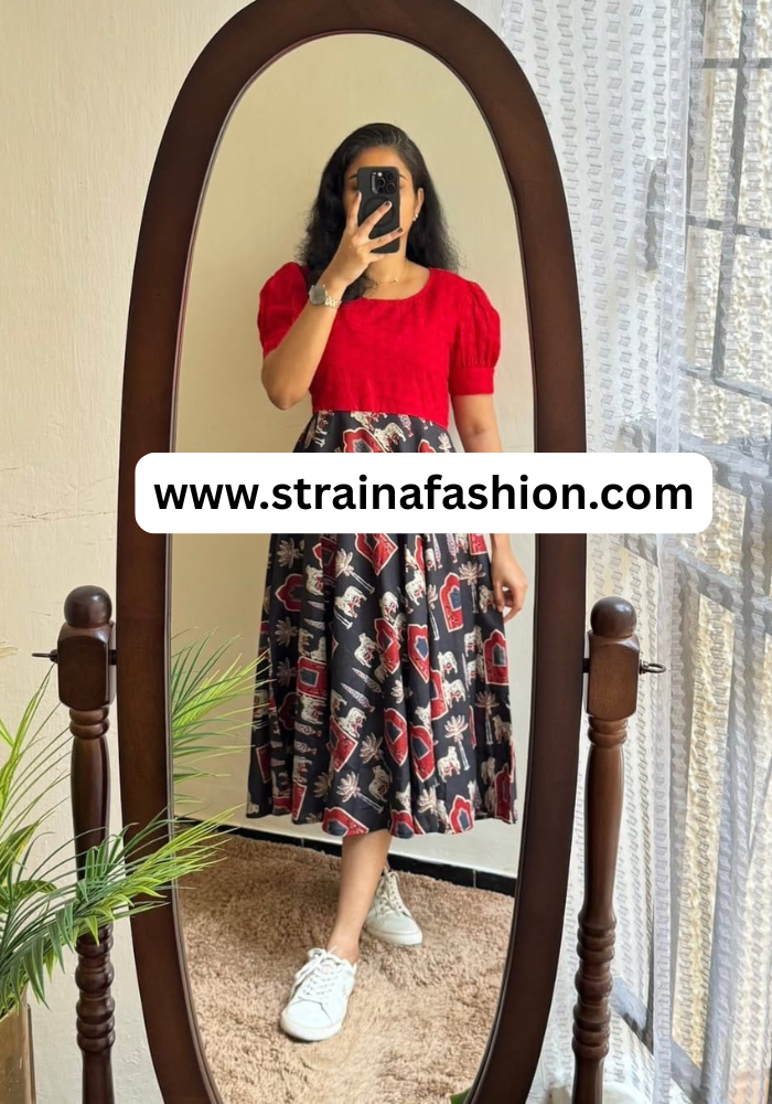 Retro Fusion Vibe Co-Ord Set | Bold Red & Indie Black