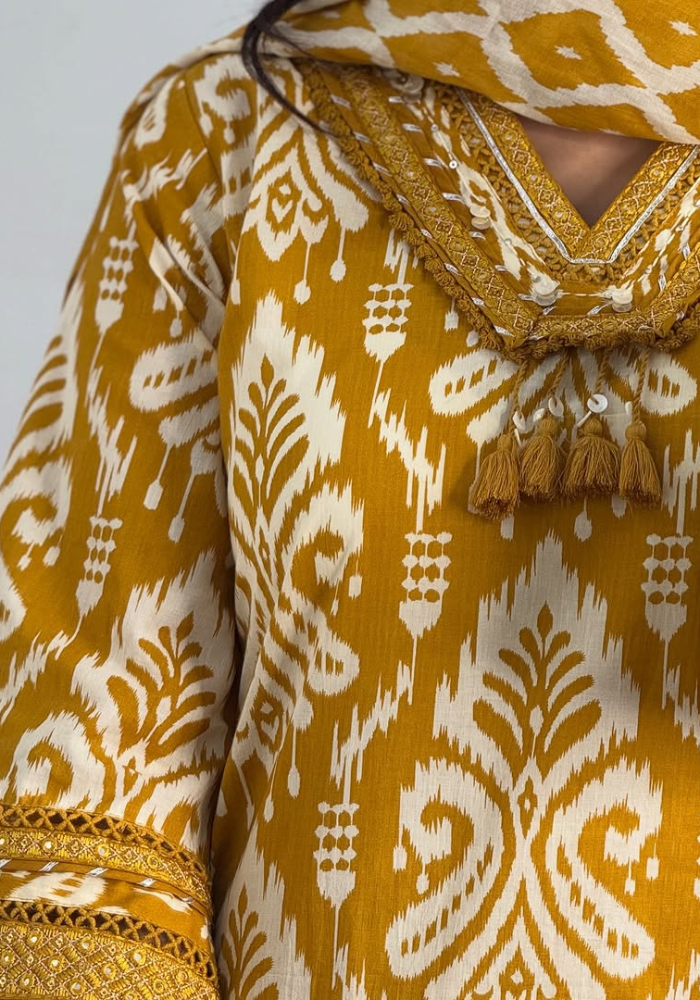 Handblock Heritage Reimagined – Mustard & Maroon Ethnic Sets