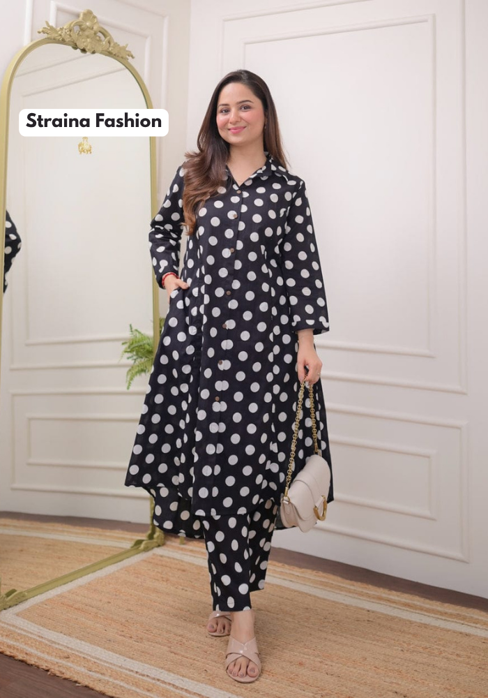 Retro Noir Polka Flare Dress – Bold, Breezy & Beautiful