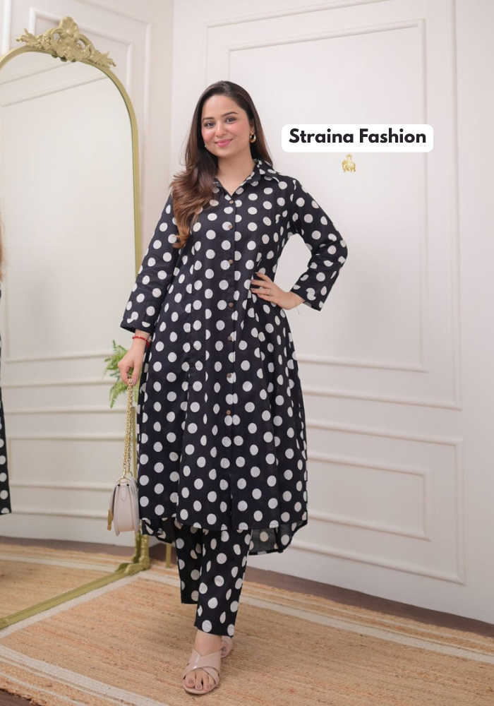 Retro Noir Polka Flare Dress – Bold, Breezy & Beautiful