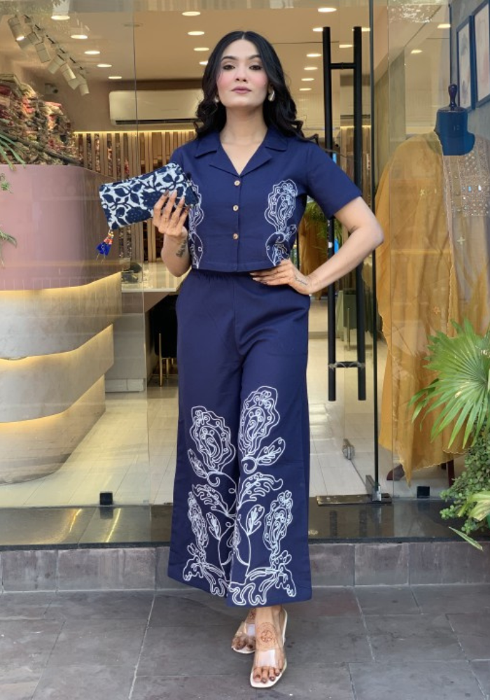 Indigo Grace Embroidered Co-ord Set