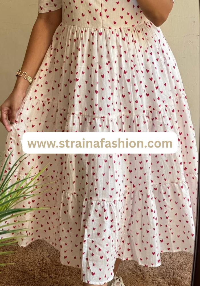 Sweetheart Whisper: Soft Cotton Flare Dress for Everyday Charm