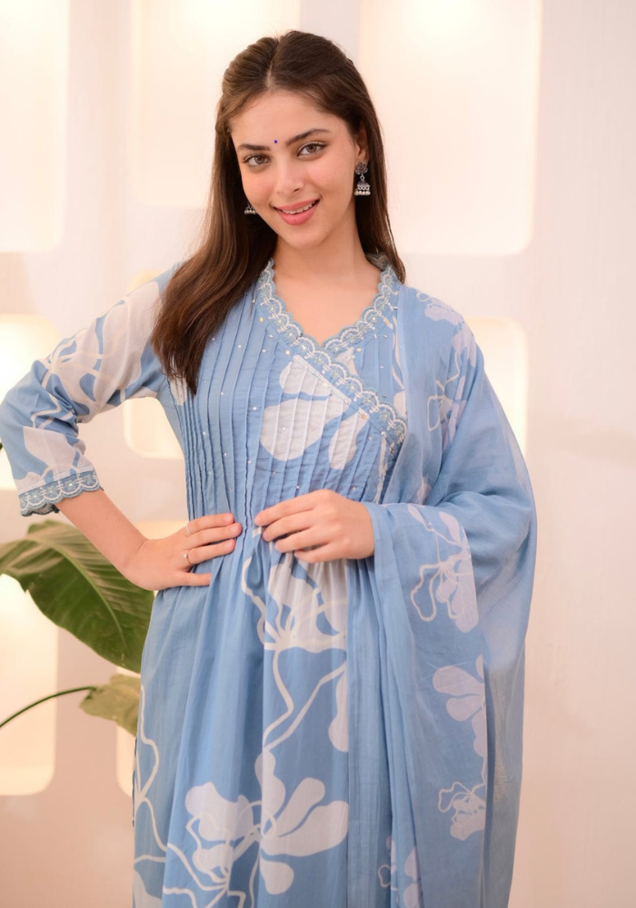 Gulrez Grace – Floral Breeze Cotton Co-Ord with Dupatta