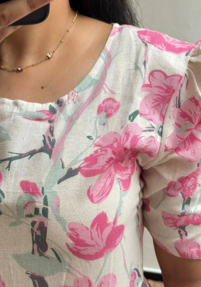 Blush Bloom Cotton Midi Dress