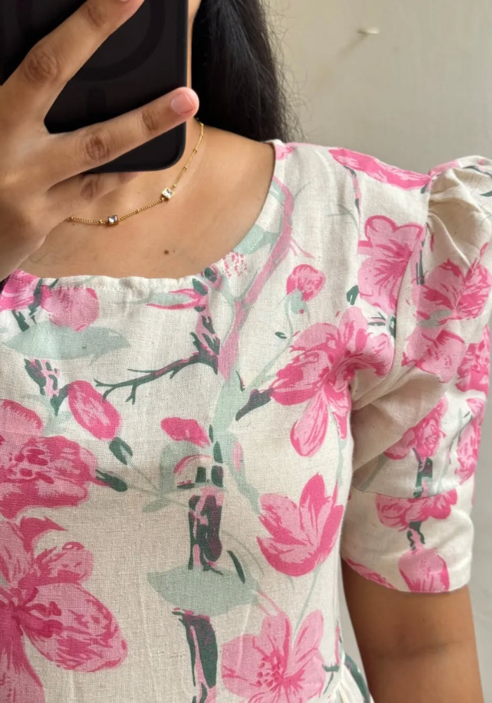 Blush Bloom Cotton Midi Dress