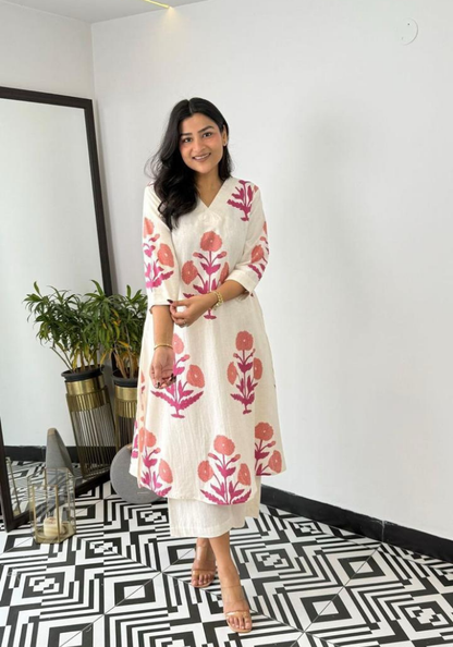 Summer Bloom Cotton Kurta Set – Breezy Elegance