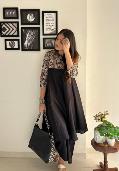 Midnight Muse – Black Printed Elegance Kurta Set