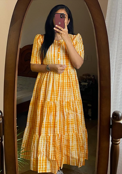 Sunburst Charm Cotton Midi Dress