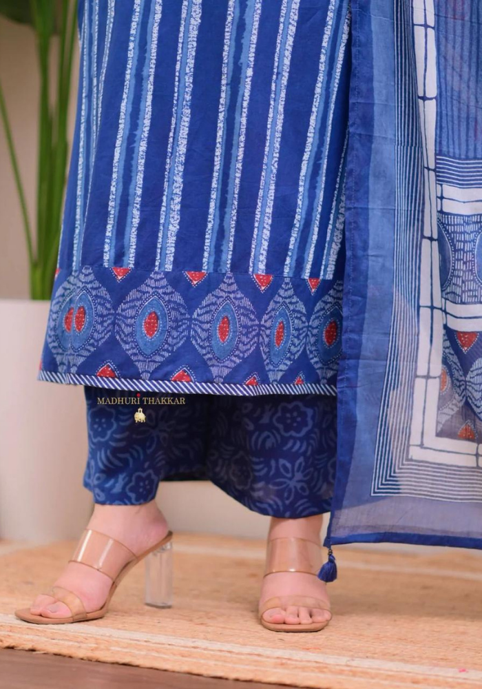 Indigo Charm Handblock Set – Ethnic Grace with Modern Touch