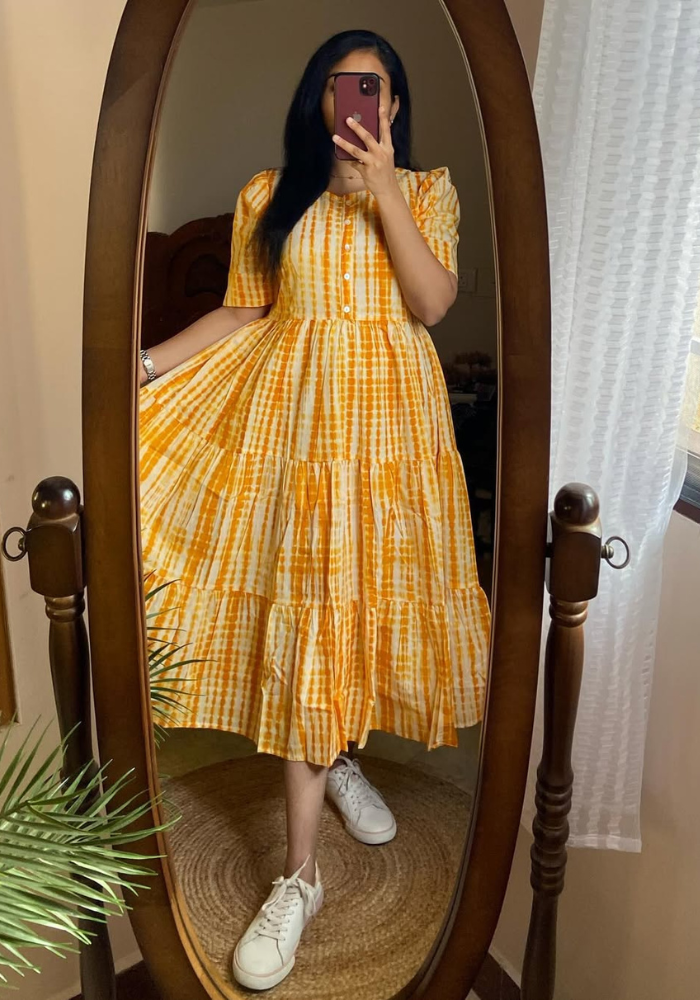 Sunburst Charm Cotton Midi Dress