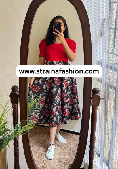 Retro Fusion Vibe Co-Ord Set | Bold Red & Indie Black