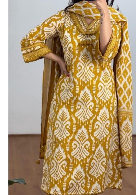 Handblock Heritage Reimagined – Mustard & Maroon Ethnic Sets