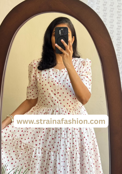 Sweetheart Whisper: Soft Cotton Flare Dress for Everyday Charm