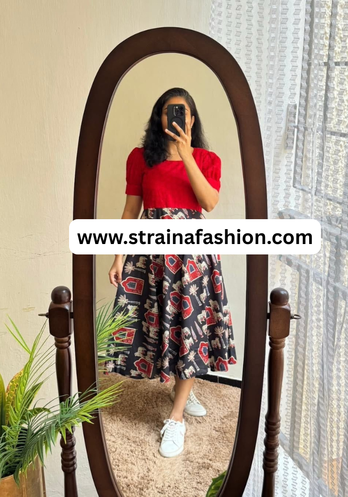 Retro Fusion Vibe Co-Ord Set | Bold Red & Indie Black