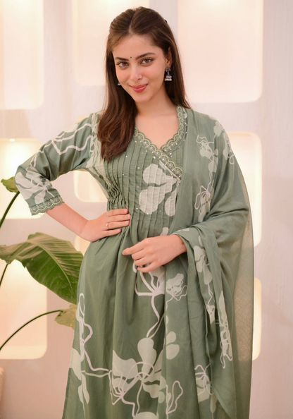 Gulrez Grace – Floral Breeze Cotton Co-Ord with Dupatta