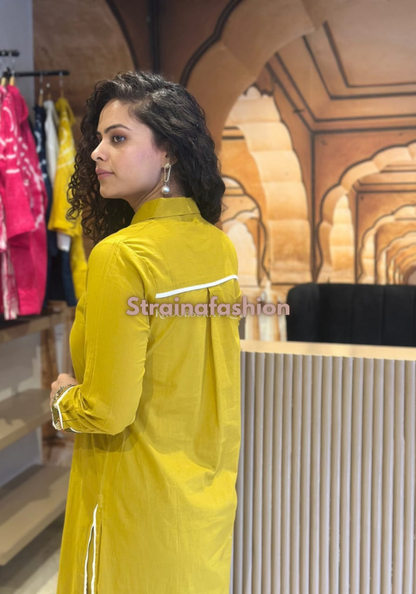 Urban Muse – Shirt Style Cotton Embroidered Co-ord Set
