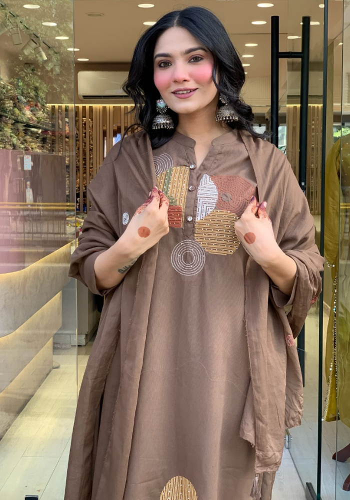 Earthy Chic Cotton Kurti Set – Modern Minimalism
