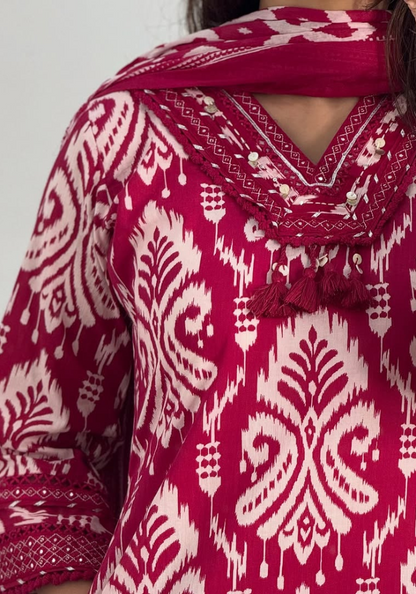 Handblock Heritage Reimagined – Mustard & Maroon Ethnic Sets