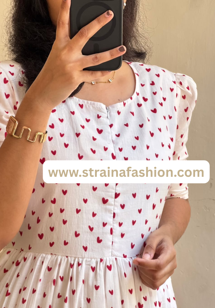 Sweetheart Whisper: Soft Cotton Flare Dress for Everyday Charm