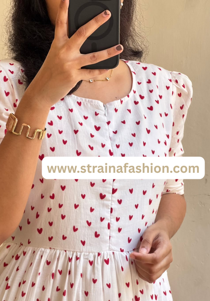 Sweetheart Whisper: Soft Cotton Flare Dress for Everyday Charm