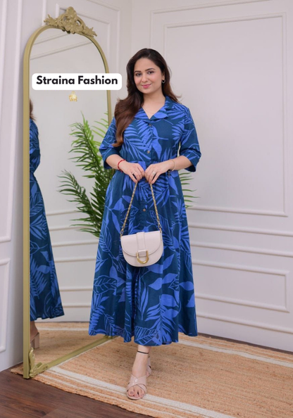 Tropical Breeze Shirt Gown – Effortless Style in Blue Hues