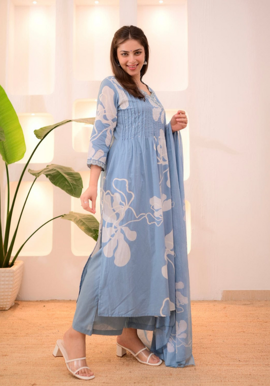 Gulrez Grace – Floral Breeze Cotton Co-Ord with Dupatta